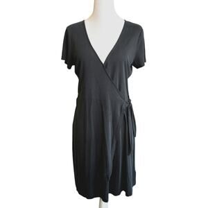 Lucky Brand Blue Petite Wrap Career Preppy Mini Short Sleeve V Neck Dress SZ S/P